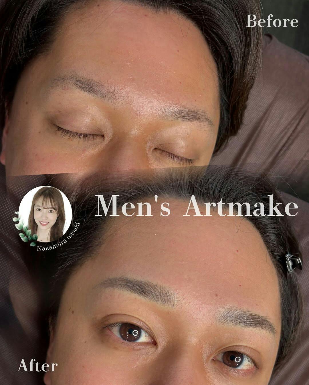 【男性・眉】メンズアートメイク_before_aftar